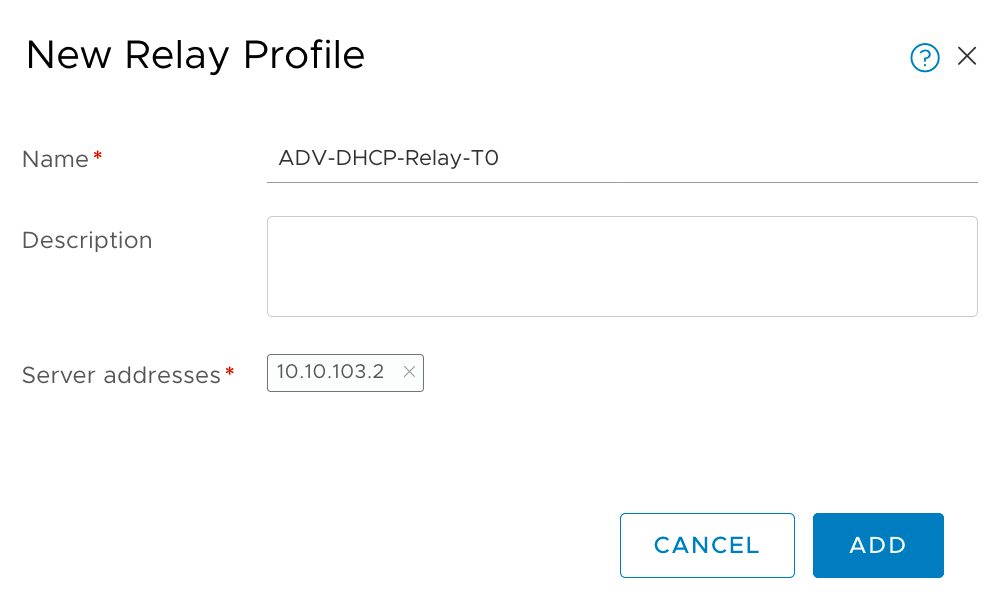 Create DHCP Relay Profile